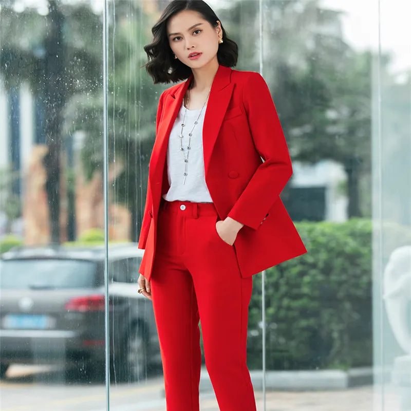 2019 офисный высококачесвенный Блейзер комплект красный розовый синий пиджак