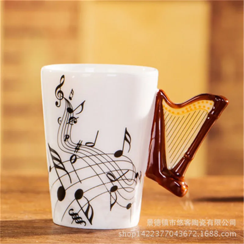 

Musical Instrument Notes Coffee Mug With Note Shaped Unique Handle Fashion Tea Milk Ceramic Porcelain Mug