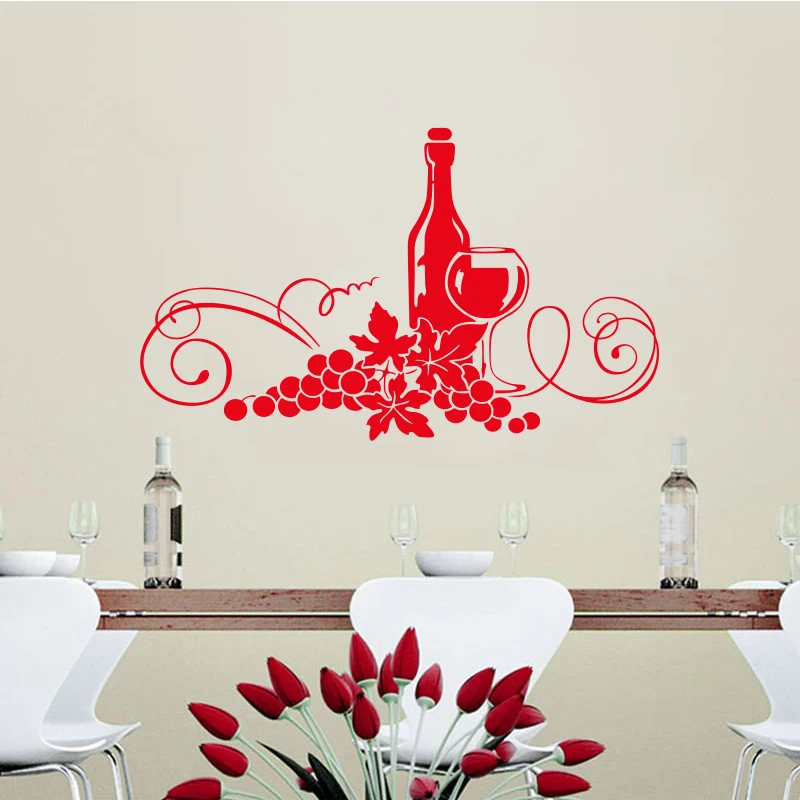 

Sticker Wine Drink Gourmet Vinyl Wall Applique Mural Removable Art Wallpaper Kitchen Home Decor House Decoration LW17