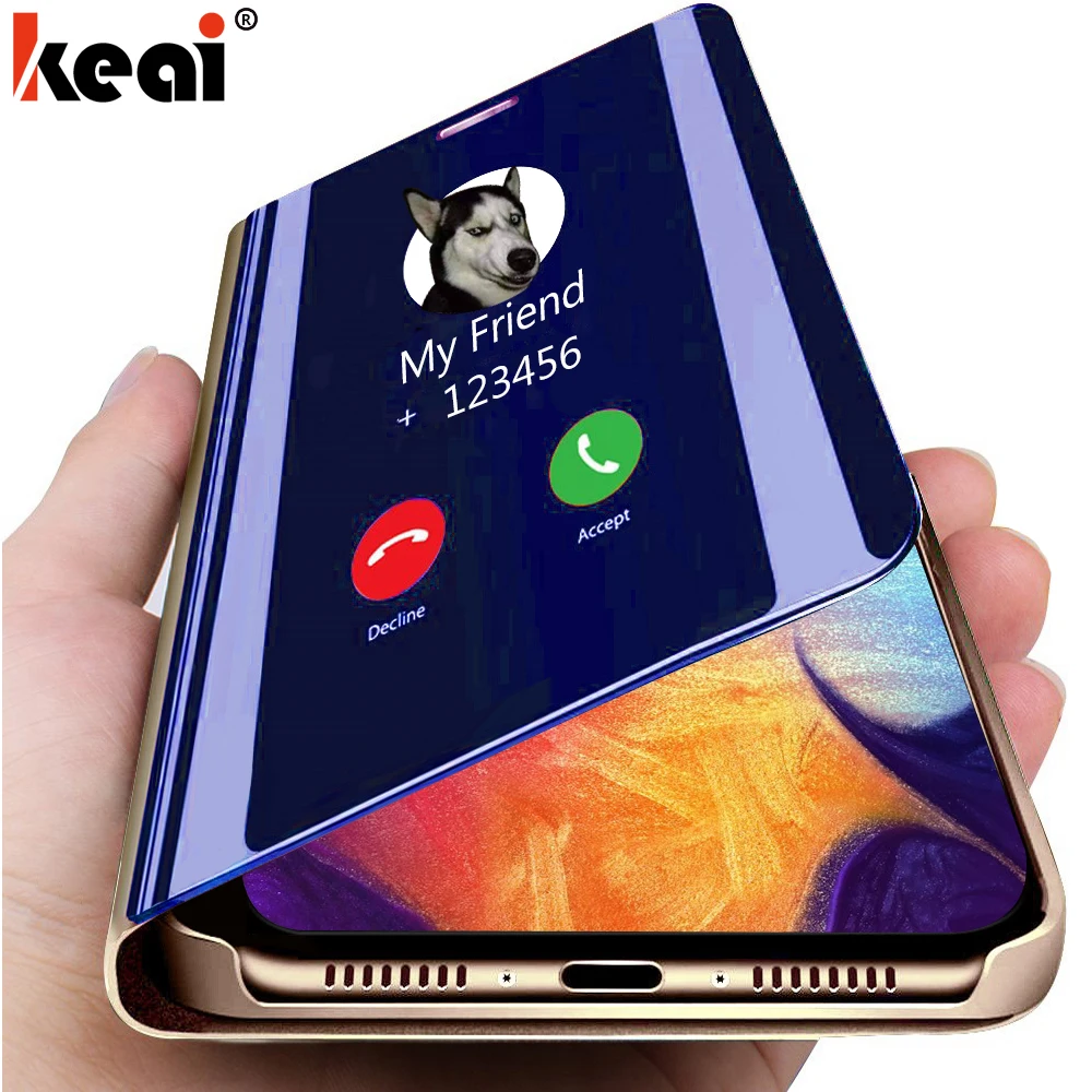 Зеркальный флип-чехол для samsung Galaxy A40 A70 A50 A90 A20 A30 M20 A10 M10 S9 S8 S7 Plus Note 9 8 A3 A5 A7 J4 J6 A6 A8