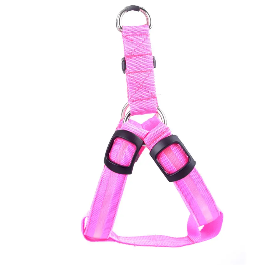 Pink Светодиодный собака шлейки для домашних животных световой Регулируемая безопасная обувь с подсветкой нейлон тег S~ XL дропшиппинг сентября#1 - Цвет: Pink