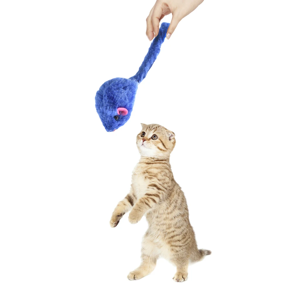 Оптовая продажа 20 ⑤ упак. ложная пушистая мышь игрушки для кошек красочное перо