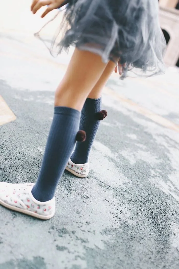 Детские хлопковые носки с помпонами для новорожденных мальчиков теплые средней