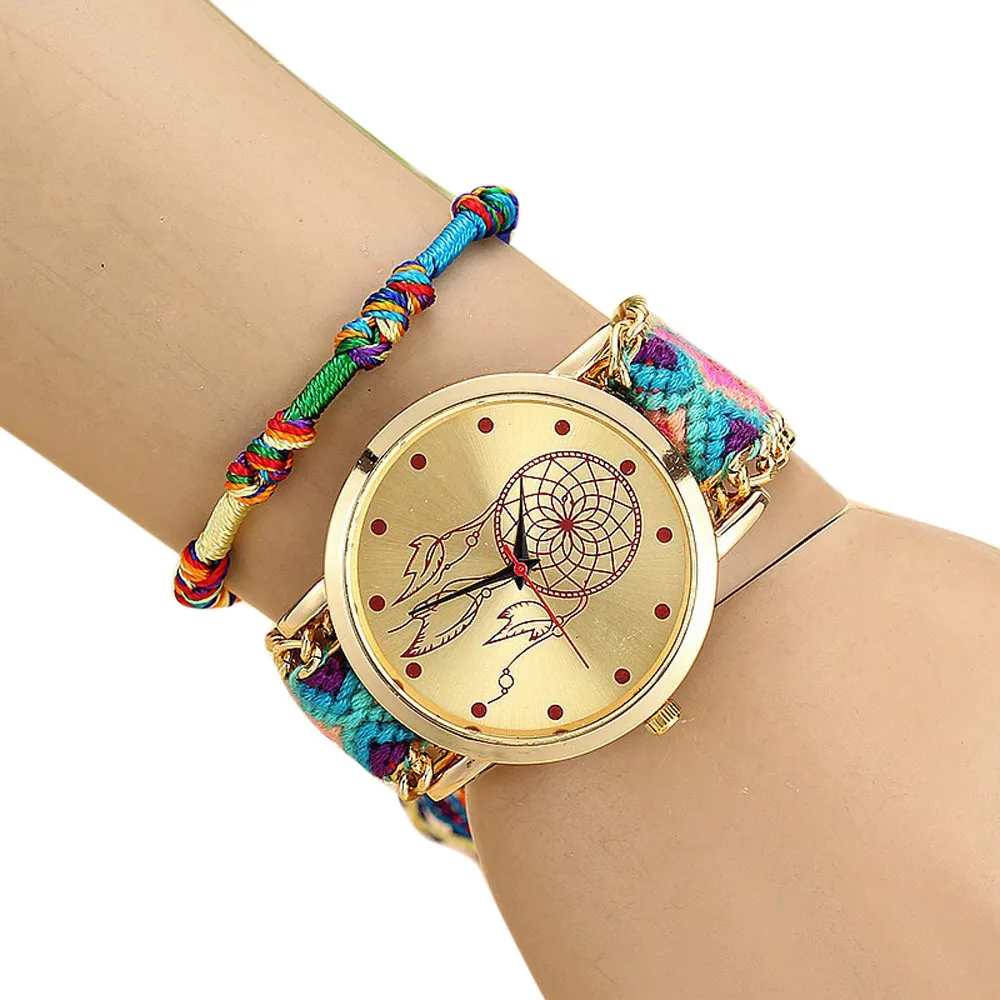 Винтажные женские кварцевые часы ручной работы трикотажные Dreamcatcher Friendship Relojes Mujer