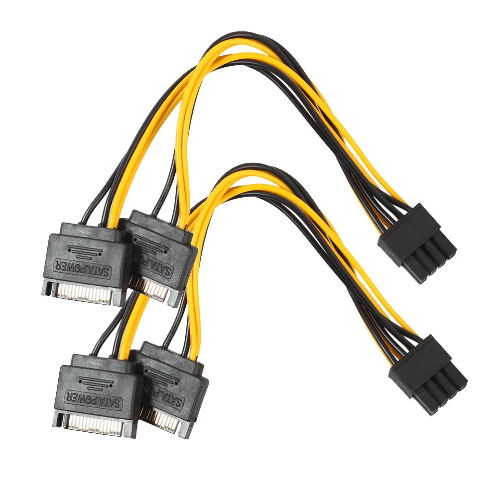 15 pin SATA папа 8pin(6 + 2) PCI-E видео карта питания адаптер кабель правый угол 2020 Горячий |