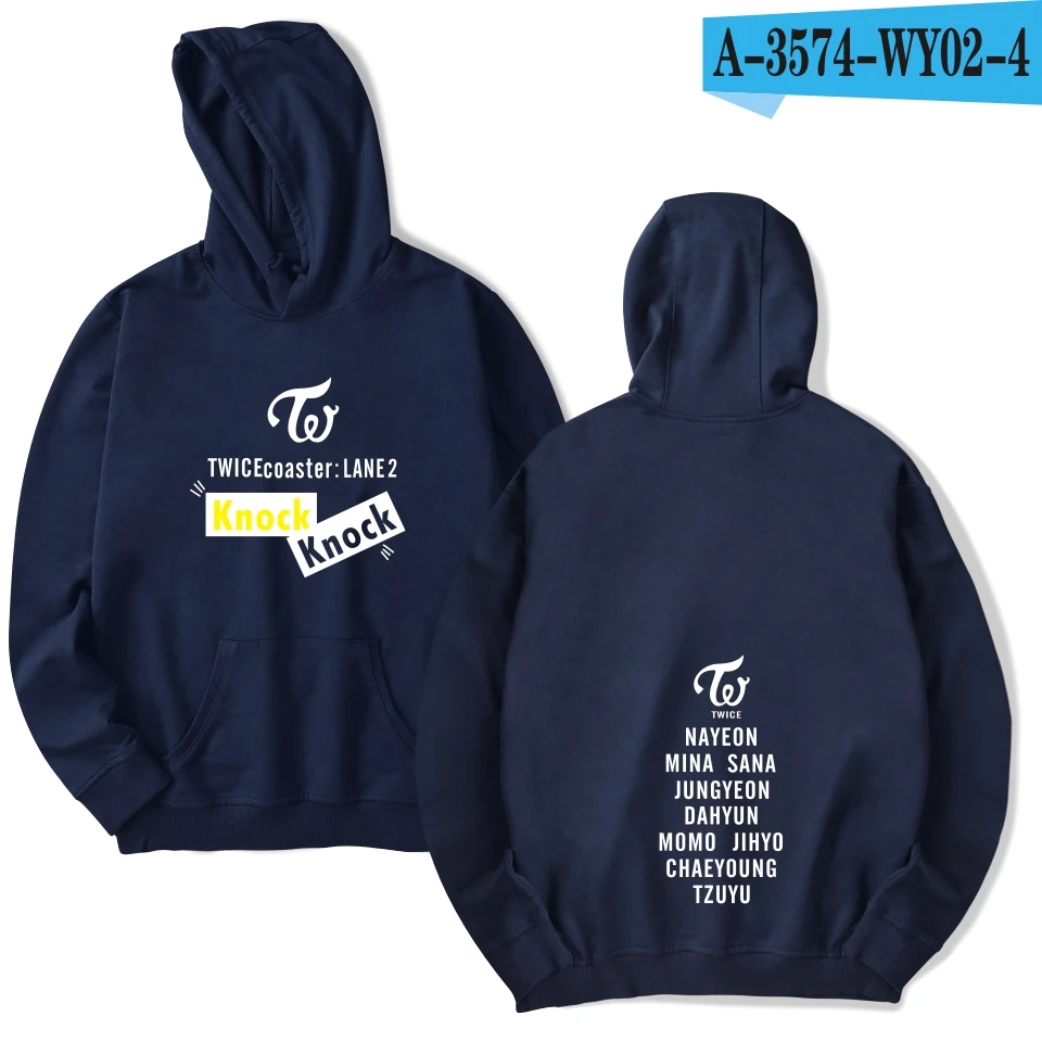 Navy Blue Kpop K-pop корейский два альбома толстовки женские Kpop вентиляторы мужские два раза харауку печати Толстовка популярная одежда - Цвет: Navy Blue