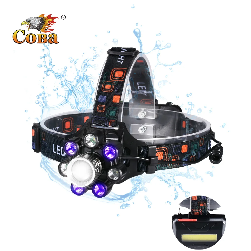 Ламсветильник Налобная светодиодная водонепроницаемая 8 лампочек 9 режимов