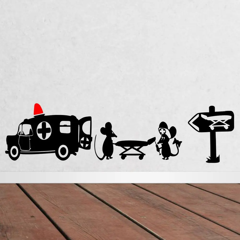 Мышь вождение автомобиля 3d мышь отверстие настенные наклейки для детской