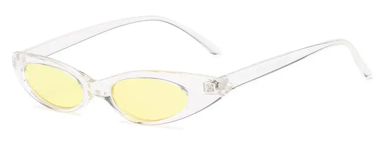 clear yellow Мода, женские узкие солнцезащитные очки кошачий глаз, женские роскошные Брендовые очки, сексуальные летние маленькие оранжевые белые очки Oculos Feminino - Цвет линз: clear yellow