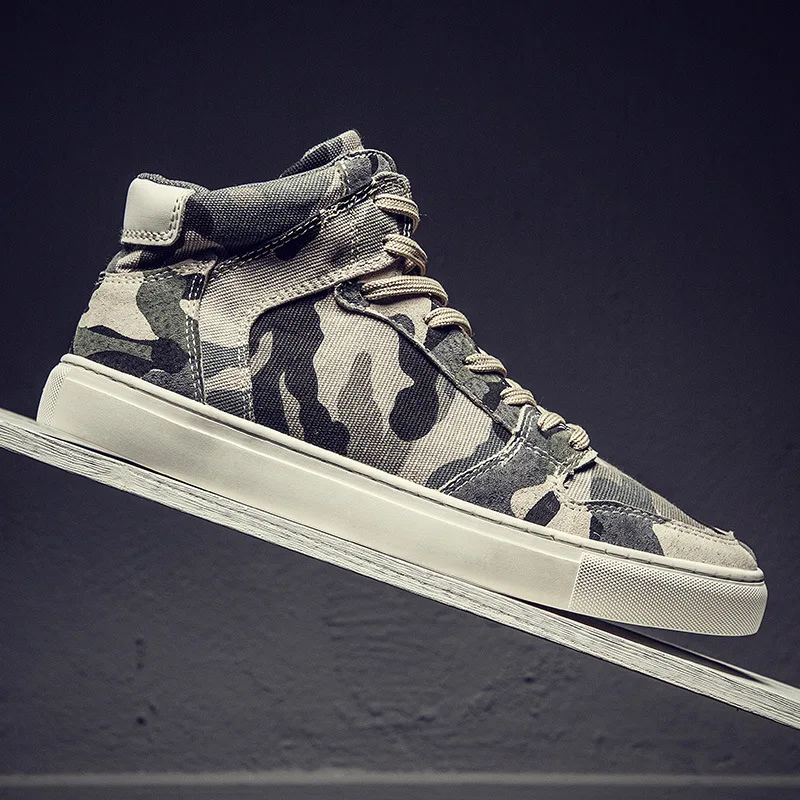 Мужские парусиновые кроссовки высокого качества повседневные с высоким берцем