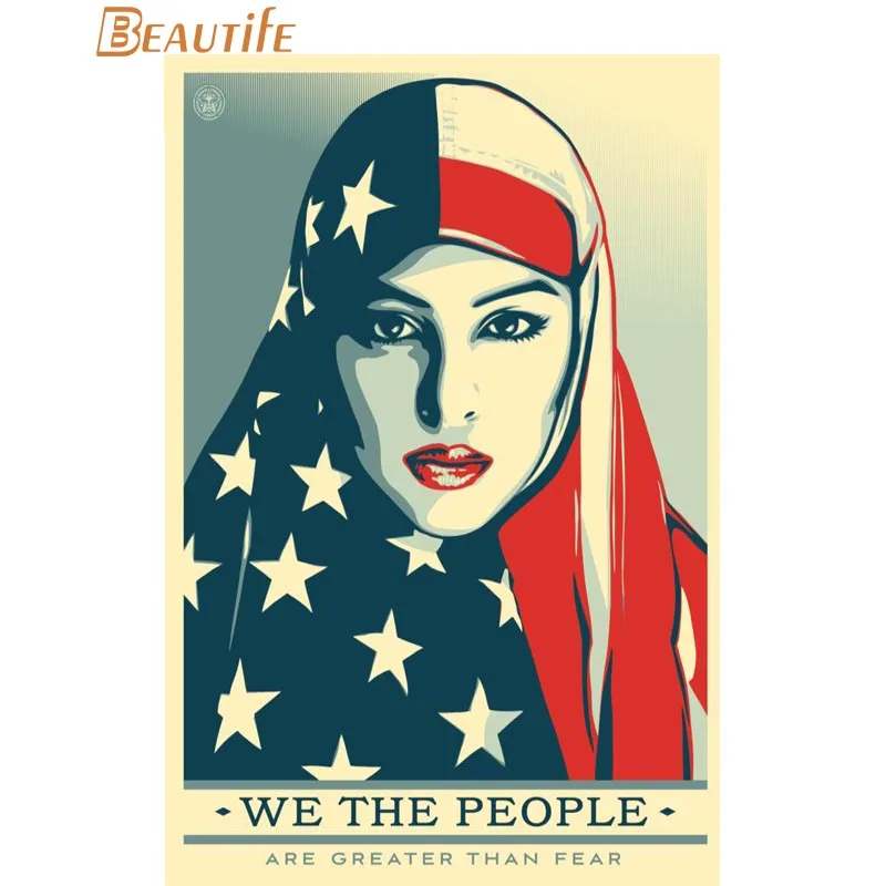 poster Shepard fairey Ткань шелковая ткань плакат украшение дома стены искусства новая ткань шелковая ткань стены плакат печать - Цвет: poster