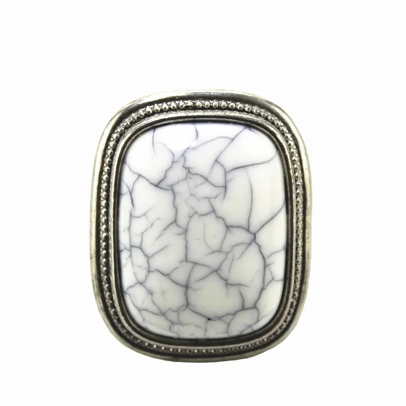 XQ ladies fashion jewelry Bronze Oval Red White Imitation Stone Pattern Square Ring for Women Retro Party Resin Accessories | Украшения и