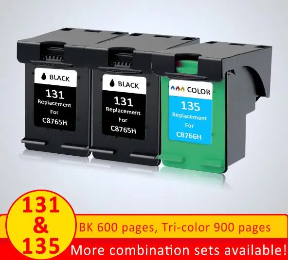 3pcs BK BK Tri-color XiangYu перезаправляемый картридж Замена для hp 131 135 для hp с чернилами hp Deskjet 5743 5940 5943 6843 6940 Photosmart 2573 2613 PSC 1600 1613 - Цвет: 3pcs BK BK Tri-color