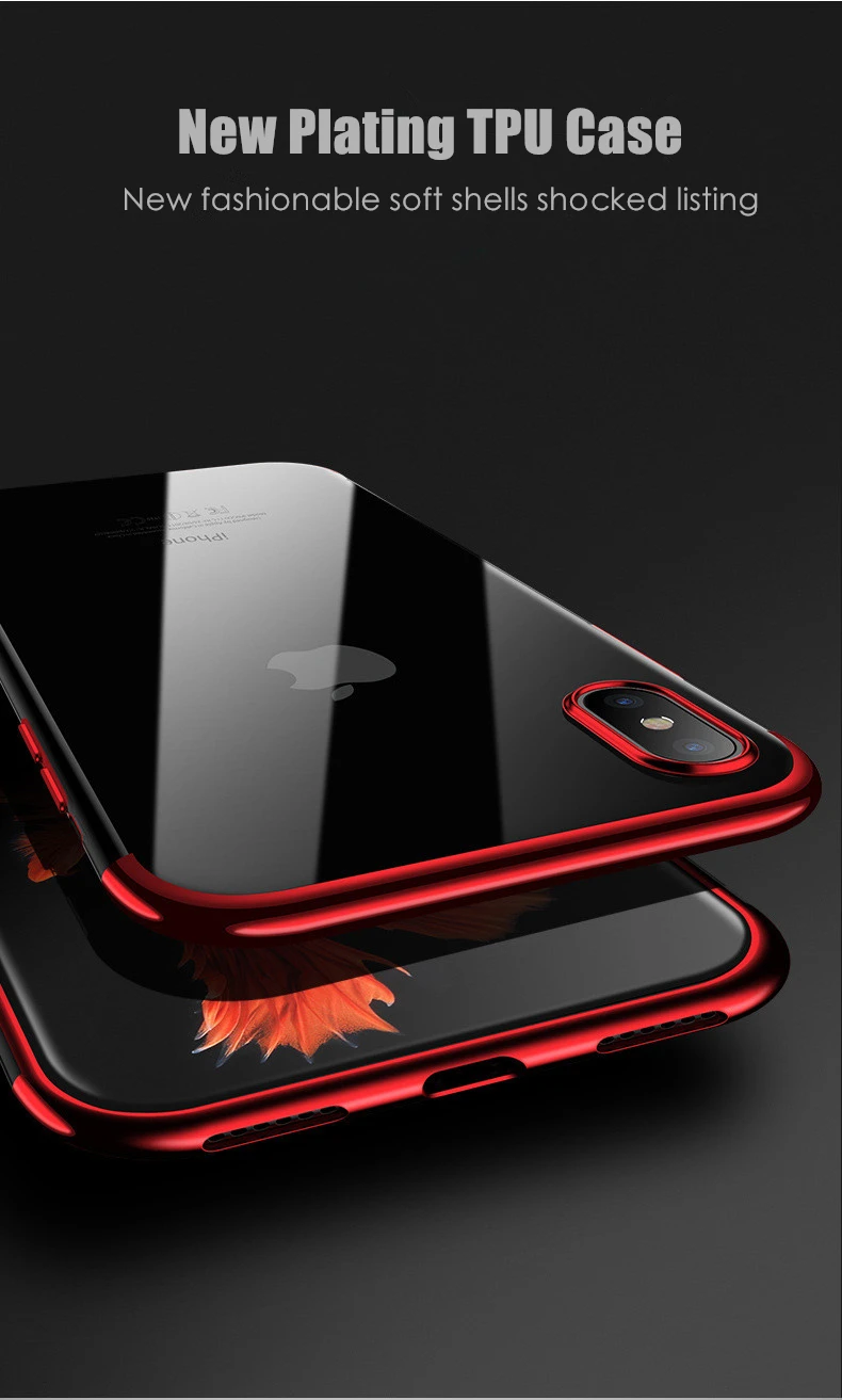 Роскошный чехол для iPhone 6 7 8 TPU с покрытием из розового золота кристально чистый X 6S