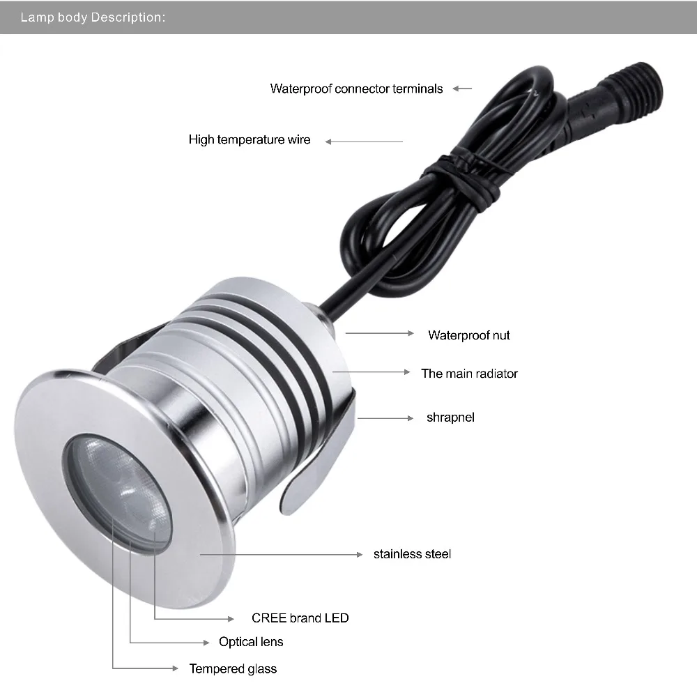 3W led подземный свет IP68 12V напольный утопленный Точечный светильник подъездный
