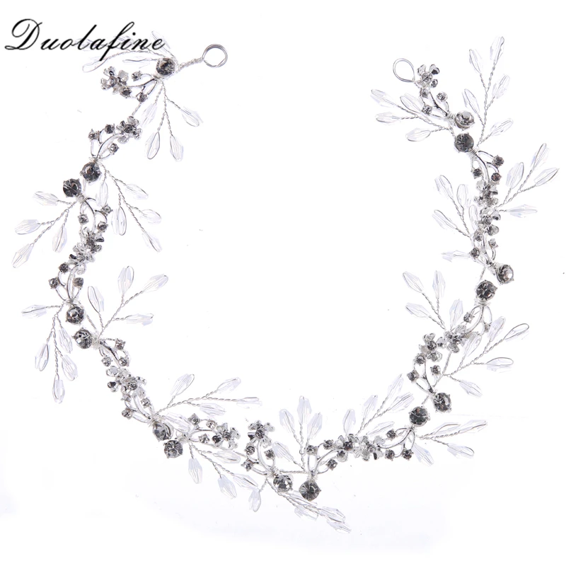 Duolafine Handmade Silver Color Rhinestone Crystal Wedding Headband Hair Accessories Bride tiara Jewelry FD616 | Украшения и