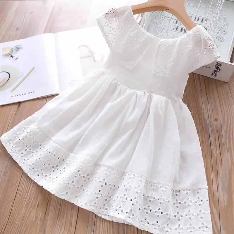 Детское модное простое платье белые платья в горошек с квадратным кукольным