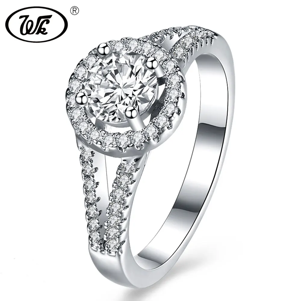 WK творческие настоящий чистый 925 пробы Серебряные кольца Jewelry двойная линия