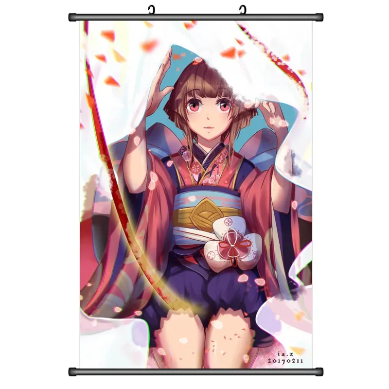 Японское аниме Onmyoji Kagura &amp Ibaraki-douji aoandou демонический нож girl домашний декор Стена