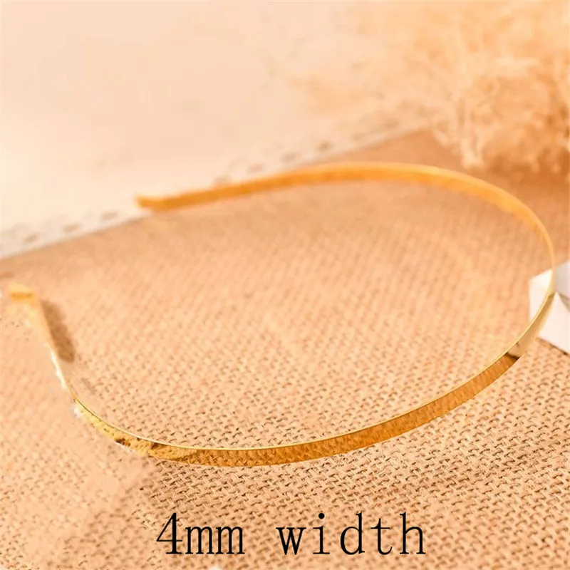 gold 4mm 5 шт. 2/4/6/8/10 мм Нержавеющая сталь тускловатый серебряный/KC Золотой, однотонная обувь на плоской подошве повязка на голову, повязка на голову, DIY украшения для волос аксессуары для рукоделия - Окраска металла: gold 4mm