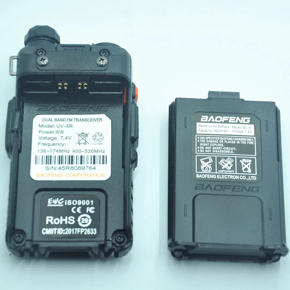 2 шт./лот Baofeng UV 5R 8 Вт двухстороннее радио/рация 136 174 МГц/400 520 МГц дальний ток BF для
