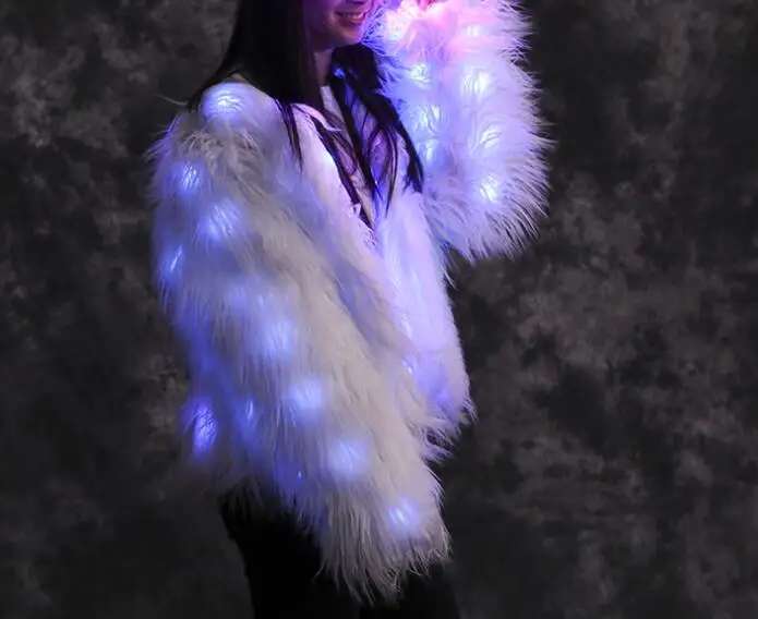 Just blue led coat RE39 вечерние костюмы для бальных танцев, светодиодный светильник, dj светящееся светодиодное меховое пальто, одежда для сцены, светящаяся куртка, женская одежда для выступлений - Цвет: Just blue led coat