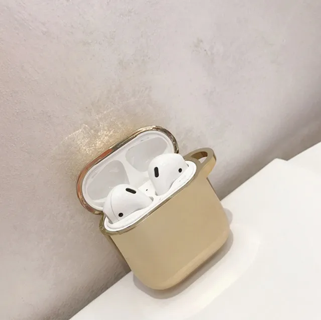 Гальванический мягкий корпус для наушников для airpods чехол Bluetooth Беспроводная Противоударная сумка для зарядки airpod защитный чехол - Цвет: Gold