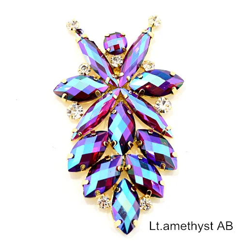 Lt.amethyst AB 4 формы, 1 шт., цветные стразы с кристаллами AB, аппликация, пришитые стразы, Золотое дно для украшения шляпы, свадебное платье B1213 - Цвет: Lt.amethyst AB