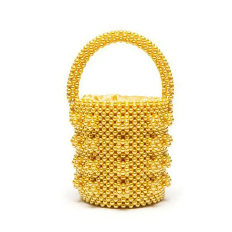 2019 Hand-woven Bead Handbag New Fashion Pearl Knitting Bucket Bag Skewed Pocket Luxury Crystal | Багаж и сумки