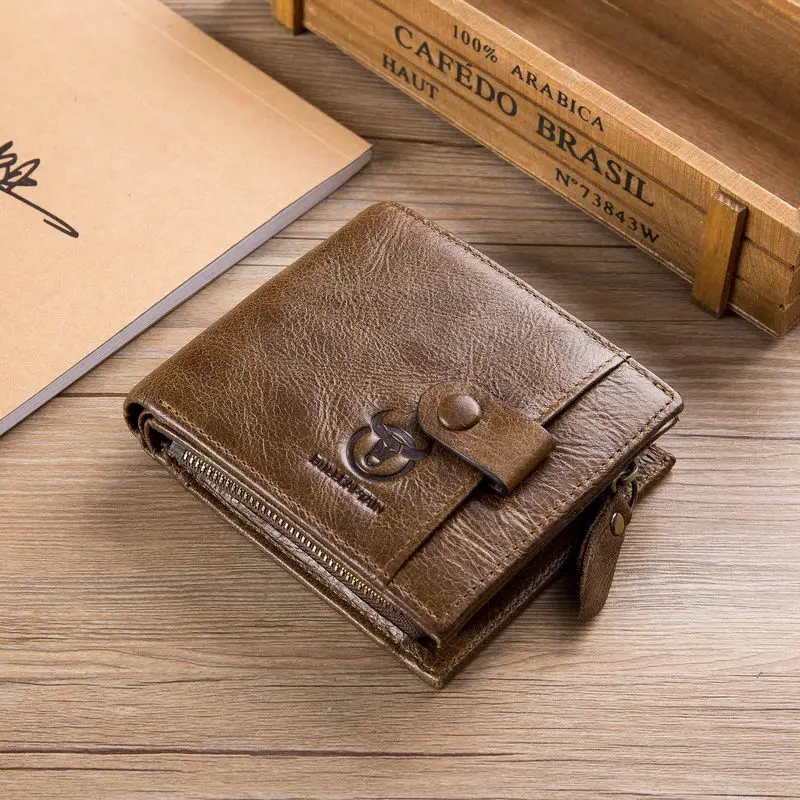 BULLCAPTAIN кожаный бумажник для карт маленький мужской мини кошелек брендовый из