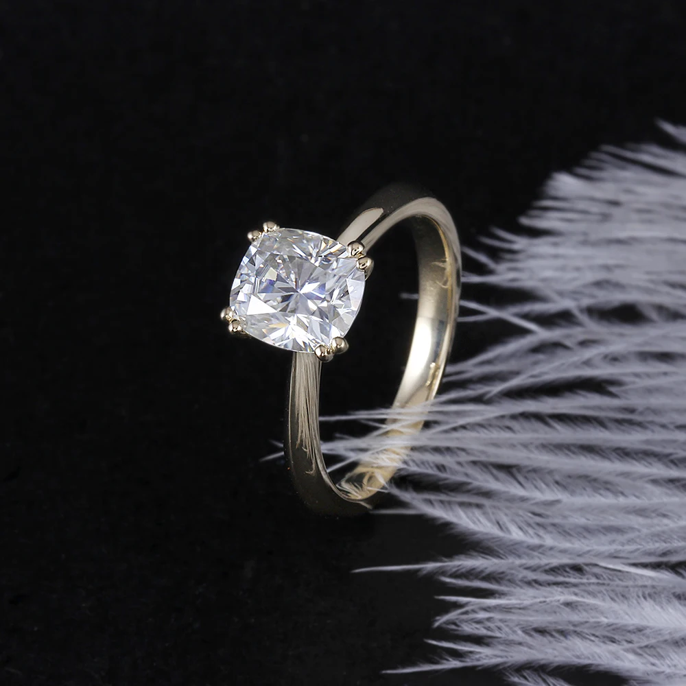 DovEggs классическое 14 к желтое золото 2ct 7*8 мм F цвет обручальное кольцо для женщин свадебный подарок дамы муассанит кольцо с бриллиантом