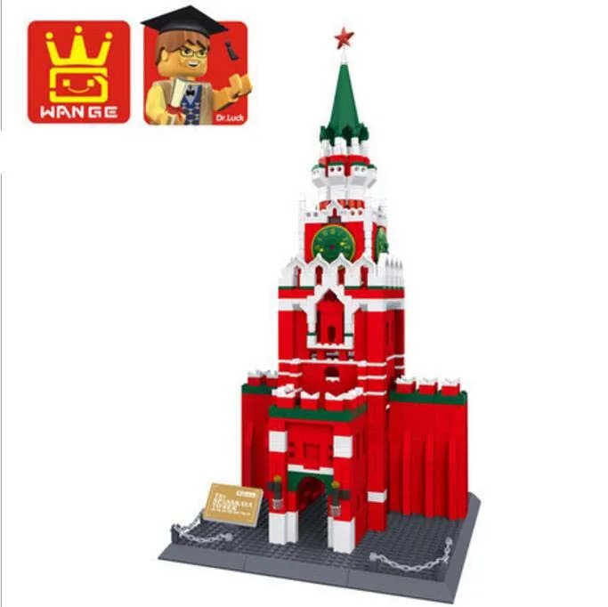 8017 Спасская башня Кремля знаменитые строительные кирпичные Блоки Игрушки