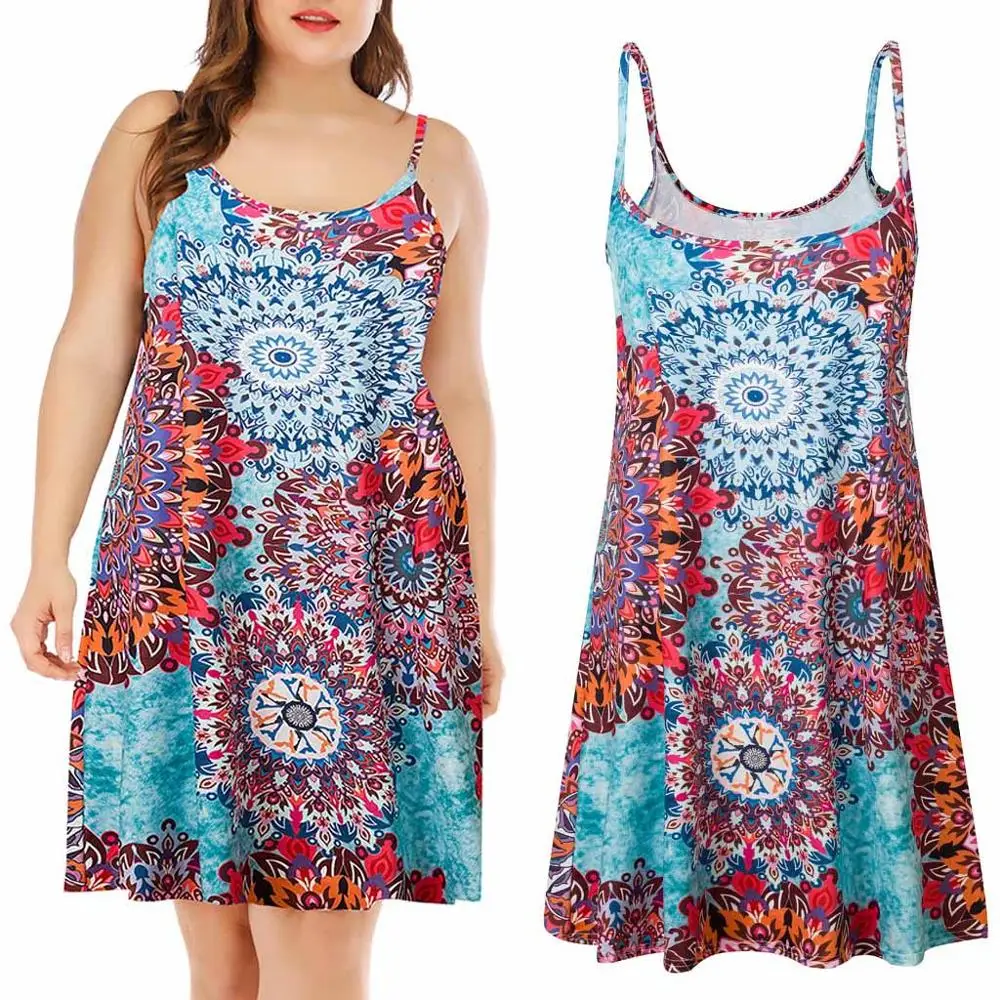 2019 леди Цветочный принт Жилет без рукавов Сезон лето размера плюс халат femmeBeach