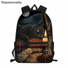 Рюкзак Nopersonality для девочек-подростков, школьный ранец в готическом стиле с принтом черной кошки и Луны, Женский дорожный рюкзак для средней школы
