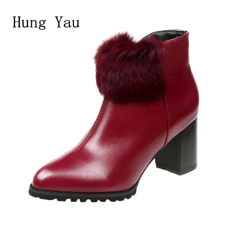 

Women Ankle Martin Boots High Heels Pointed Toe Platform 2018 Autumn Winter Female Casual Shoes Woman Fashion Plus Size 34-42