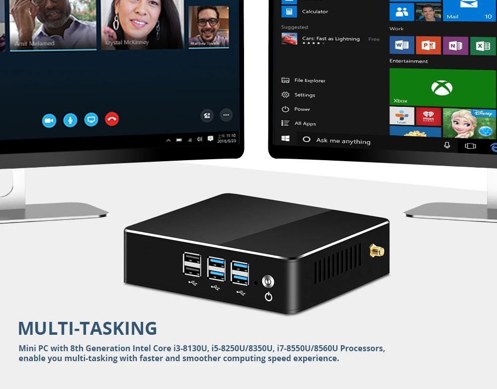 XCY 8th поколения Intel Core i3 8130U i5 8250U i7 8550U Мини ПК Windows 10 DDR4 8xusb HDMI VGA 300 м Wi-Fi Gigabit Ethernet 4 к HTPC