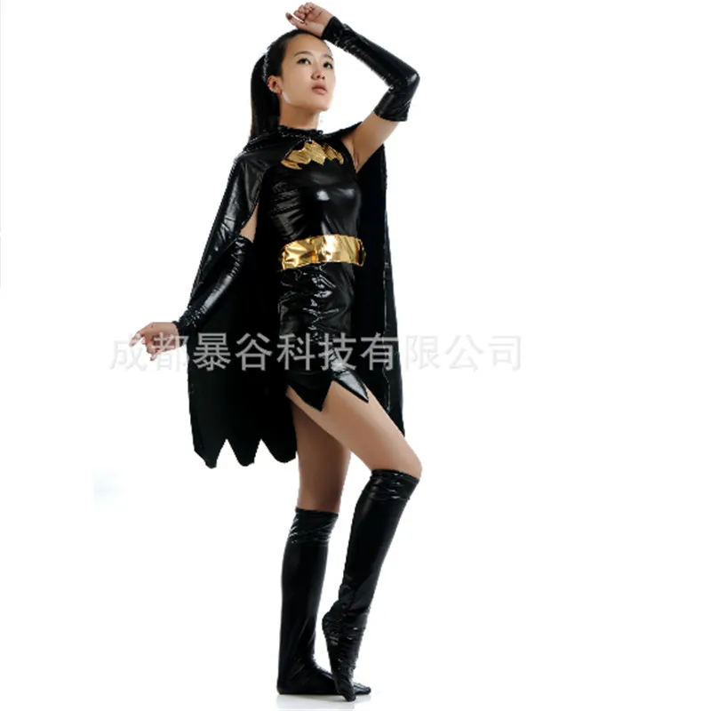 2018 high quality sexy black batman costume batgirl dress superhero cosplay zentai cape adult women halloween costumes for | Тематическая