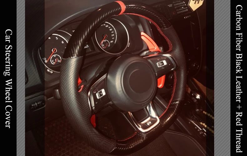 LQTENLEO углеродного волокна черный кожаный чехол руль для Volkswagen Golf 7 GTI гольф R MK7 Polo GTI Scirocco Tiguan R-Line