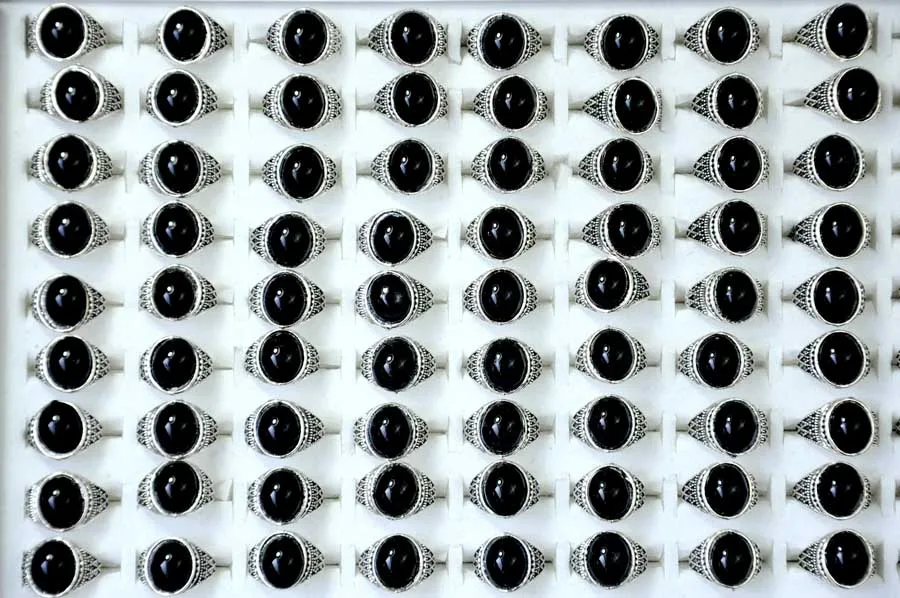 10pcs Vintage Black Stone Rings for Kids - Boys & Girls Jewelry Bulk Lot LR4069 image 5