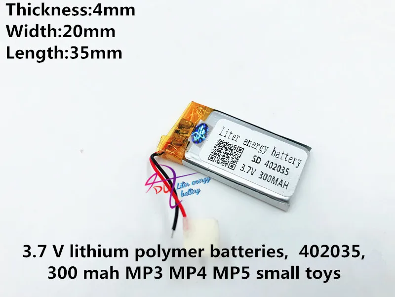 3,7 V литий-полимерные батареи, 042035,402035, 300 mah MP3 MP4't MP5 маленькие игрушки