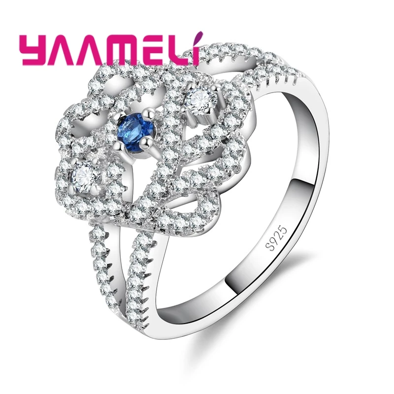 Женское кольцо с кристаллами Anel, серебряное кольцо с цветами и цирконием для помолвки, 925 пробы