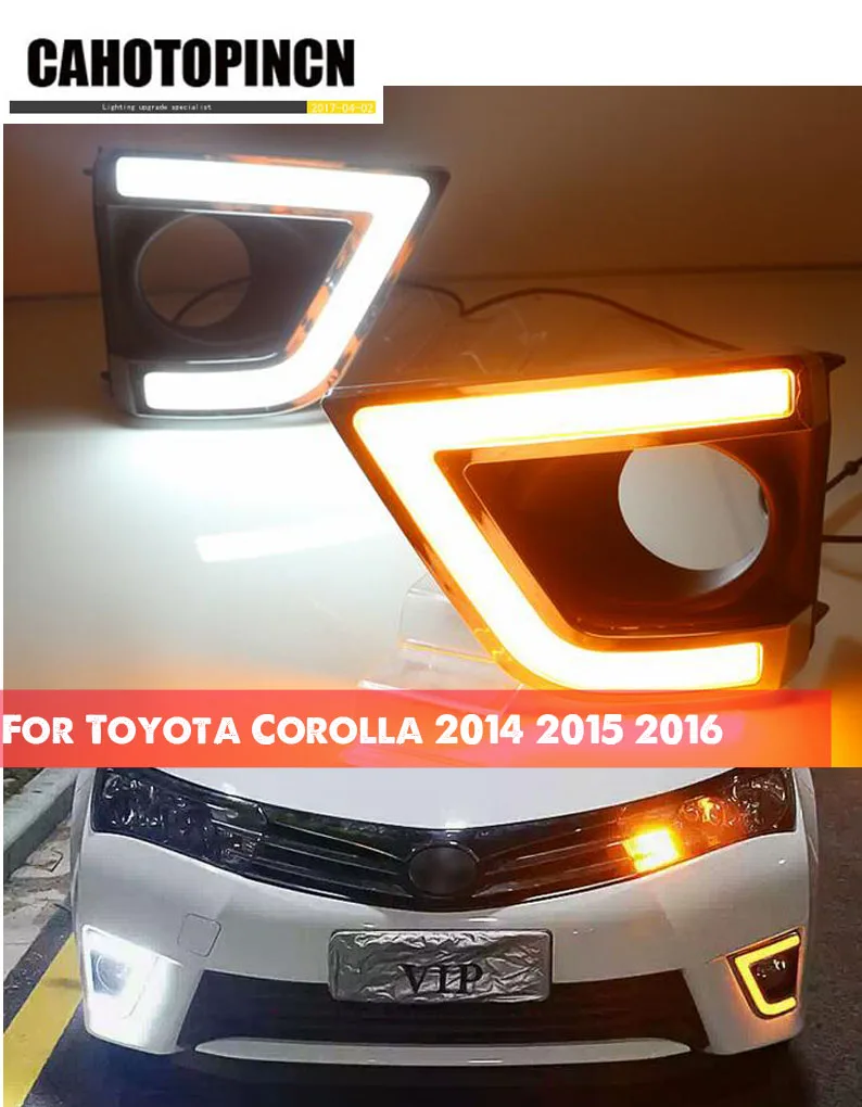 DRL для Toyota Corolla 2014 2015 2016 реле поворота 12 в светодиодный ные дневные ходовые огни