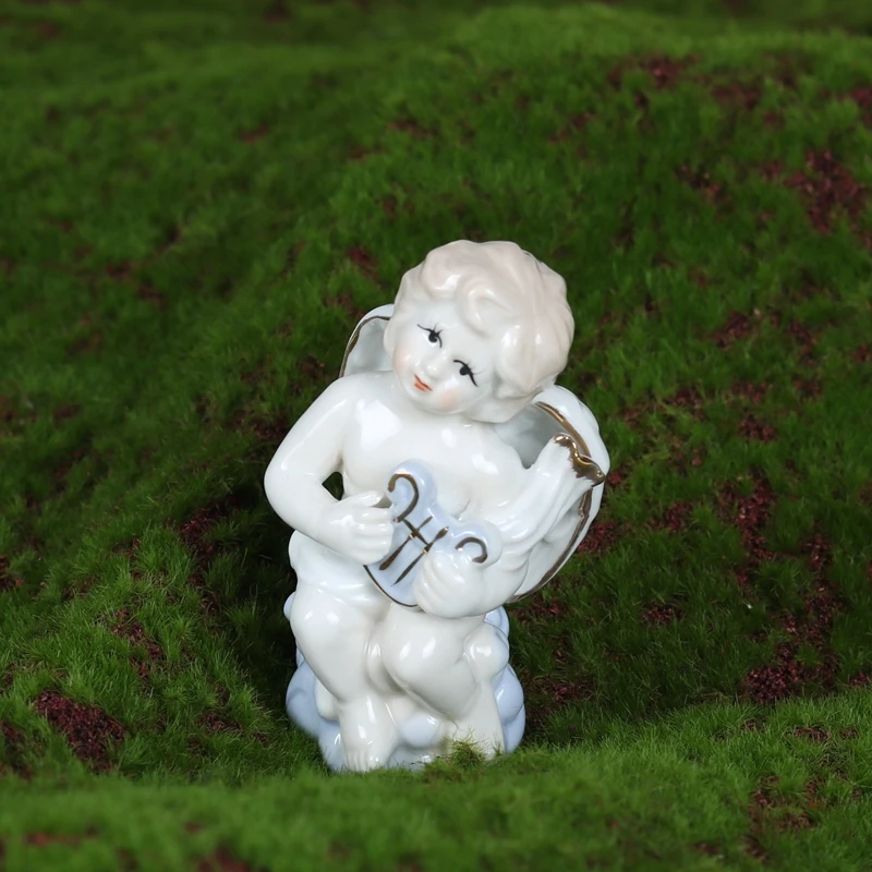 Керамическое ремесло фигурки ангела украшения для дома среднего размера раструб