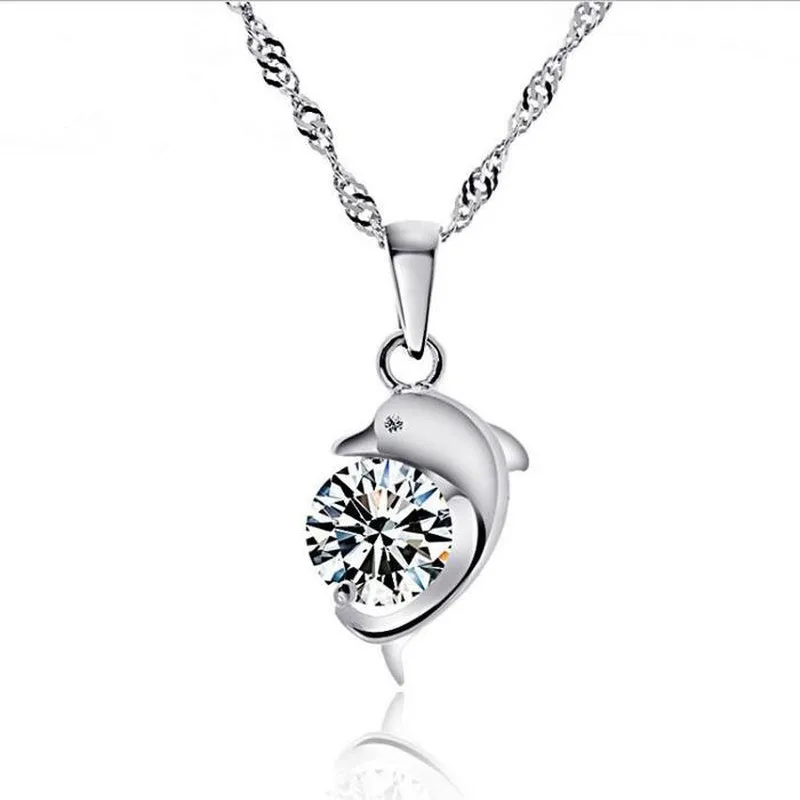 

Everoyal Fashion Lady Silver 925 Women Necklace Bijou Female Birthday Gift Romantic Dolphin Pendant Necklace For Girls Jewelry
