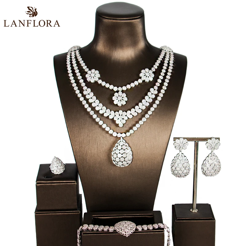 LANFLORA Дубай золотые Ювелирные наборы для женщин Свадебные parure bijoux femme Роскошные