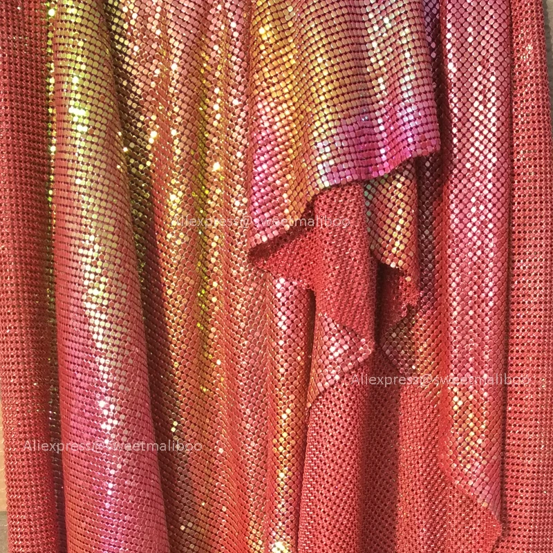 1pc 45*150cm Cheap Red Iridescent Metal Mesh Fabric Metallic Sequin Fabrics For Home Decoration Curtains Cosplay Dress IY Sewing - купить по