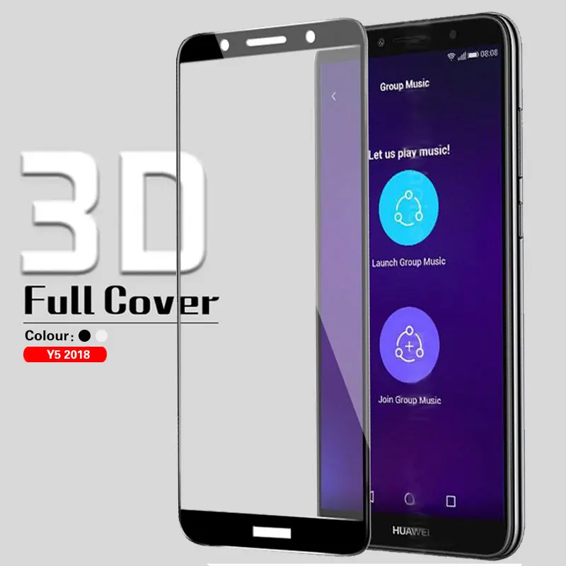 3D для защиты от солнца стеклянная пленка Huawei Y3 Y5 Y6 Y7 Prime Pro Y9 2018 CAG-L02 CAG-L03 CAG-L22 CAG-L23