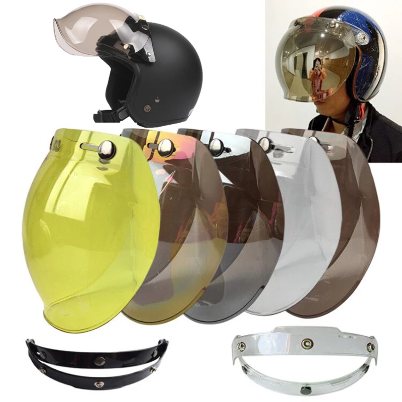 Зеркало с 3 защелками Ретро стиль реактивный мотоциклетный шлем пузырьковый щит