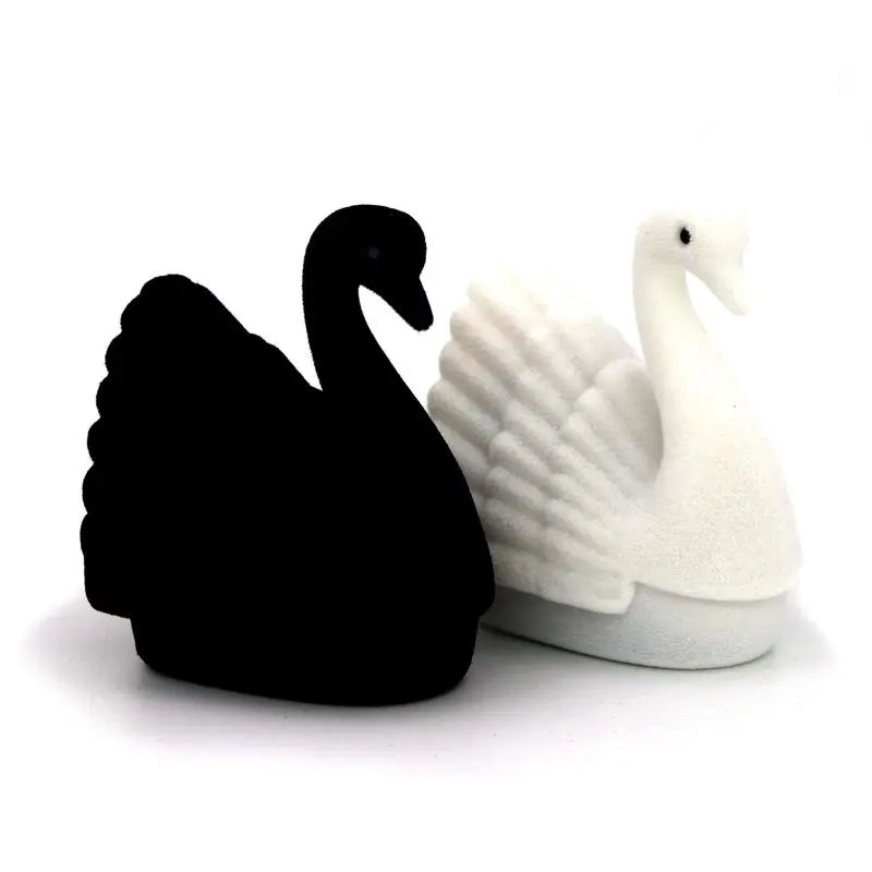 

Velvet Swan Necklace Ring Earrings Present Gift Jewelry Packaging Box For Storage Wedding Engagement Display Holder Wholesale