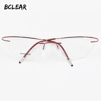 rimless glasses frame women titanium ultralight eyeglasses prescription frameless cat eye eyewear myopia optical frame